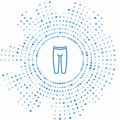 Blue line Leggings icon isolated on white background. Abstract circle random dots. Vector