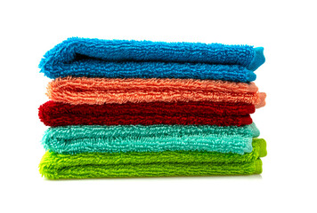 colorful towels isolated on white background