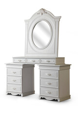 wooden classic console on white background