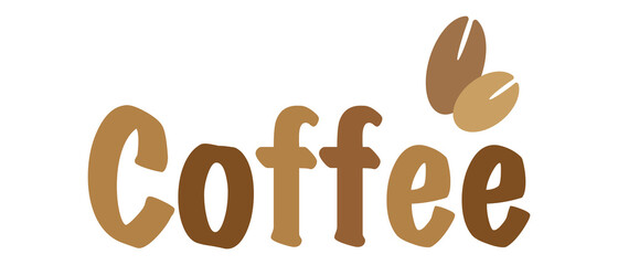This is an illustration of coffee beans and coffee bean taste letters.