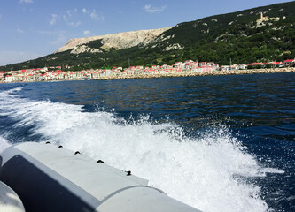 Riding a boat on the sea