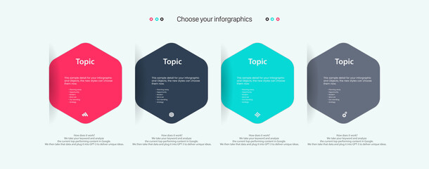 Fototapeta premium Vector Infographic label design with FOUR icons and options or steps. Infographics for business concept. used in presentations banner, workflow layout, process diagram, flow chart.eps 