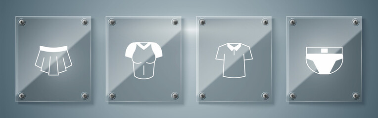 Set Men underpants, Shirt, T-shirt and Skirt. Square glass panels. Vector