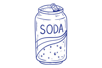 soda drink in the can with hand drawing or sketch style
