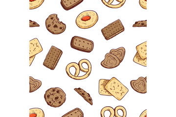 tasty cookies seamless pattern with hand drawing style