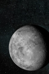 Vertical wallpaper of planet in space. Outer dark space wallpaper. Surface of planet . Sphere. View from orbit. Elements of this image furnished by NASA