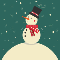  winter snowman new year website white scarf snow smile green background happy hat face greeting graphic design cold eye cute cartoon carrot celebration background art best winter card merry  