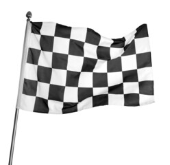 Checkered finish flag on white background. Auto racing symbol