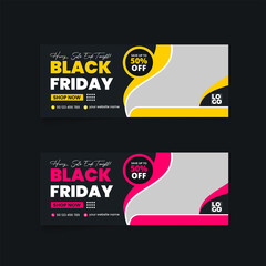 banner abstract poster. Black Friday Banner set. Gift card, sale voucher. Vector, illustration.