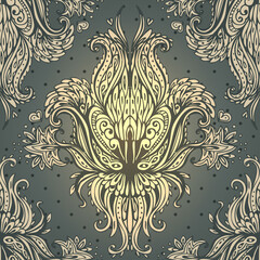 Fototapeta premium Seamless vintage background brown baroque pattern for fashion textiles, wall papers, wrapping paper.