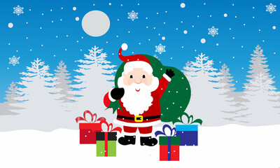 santa claus with gift box
