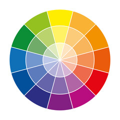 Color wheel or color circle with twelve colors