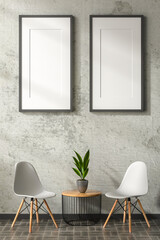 3D illustration Mockup photo frame in living room rendering