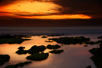 coucher de soleil en pause longue, Bretagne