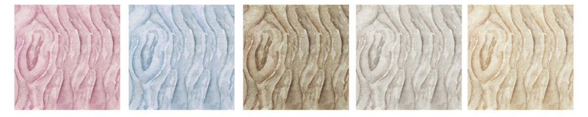 Watercolor tiles with wood texture. Set of wooden texture tiles