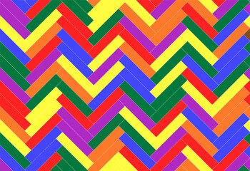 Simple colorful LGBTQ+ floor herringbone parquet seamless pattern in vector illustration
