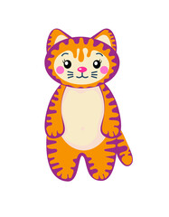 A cute striped kitten, a baby tiger, sweet little animal illustration