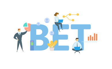 BET, Business Entity Tax. Concept with keyword, people and icons. Flat vector illustration. Isolated on white.