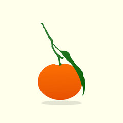Orange With Leaf Vector Illustration