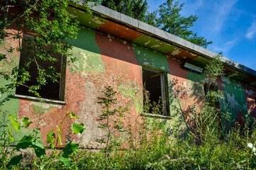 building in the abandoned area of the former military base