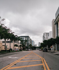 Fototapeta na wymiar city street Miami Florida sky buildings 