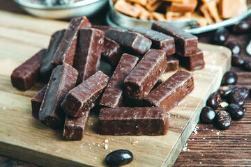 Assortment of delicious chocolate candies background. Chocolate candy isolated 