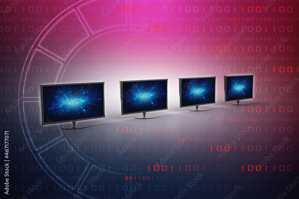 Poster 3d rendering technology computer network