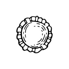 Plastic or paper disposable plate. Dishes for the holiday. Element for decorating a fun party. Hand drawn line vector illustration in doodle style.