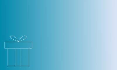 light blue gradation background with gift box silhouette and copy space area