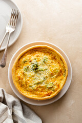 Quiches lorraine pie with bacon and spinach. Top view home baked pastry