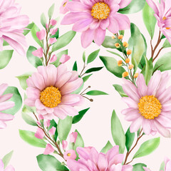 hand drawn watercolor floral seamless pattern  