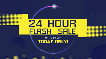 24 hours sale on blue background . banner or poster. Sale and Discounts Concept, Friday special offer. Vector illustration.