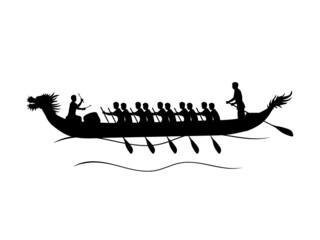 Silhouette of dragon boat racing. Chinese festival.