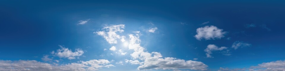 Blue sky panorama with Cirrus clouds in Seamless spherical equirectangular format. Full zenith for...