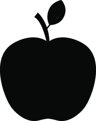 Apple icon, black line silhouette of fresh natural fruit. Vector illustration isolated on white background.