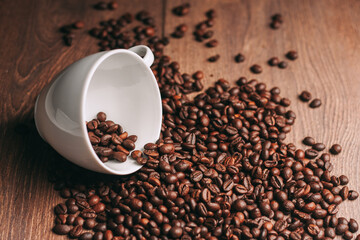 coffee beans Hot drink spilled grains photograph of the object