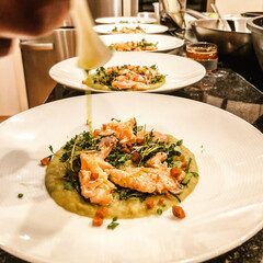 Saibling auf Lauchpüree