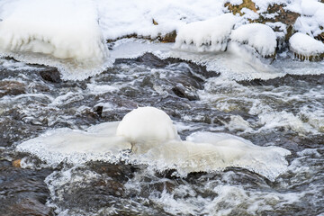 Ice floes floating in stream