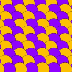 Geometric background of circles of circles with dotted edges in yellow and orange. For album cover, fabric, textile, packaging design. 