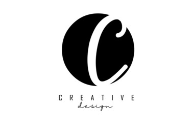 Letters OC Logo with a minimalist design. Letters O and C with geometric and handwritten typography.