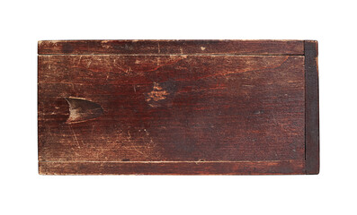 wooden box with lid on white background