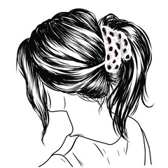 Fashion illustraion of a girl with hairclip.