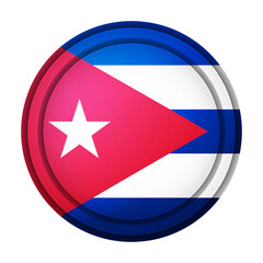Glass light ball with flag of Cuba. Round sphere, template icon. Cuban national symbol. Glossy realistic ball, 3D abstract vector illustration highlighted on a white background. Big bubble