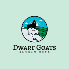 Nigerian dwarf goat logo vector, in landscape style, suitable for the quality Nigerian Dwarf Goat breeding industry.