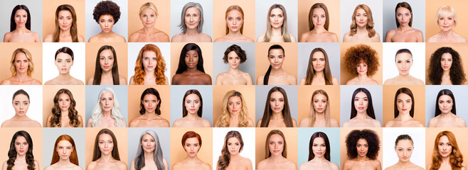 Composite set collection candid ideal multi national female body is perfect different age race healthcare concept - Powered by Adobe