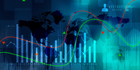 2d rendering Stock market online business concept. business Graph 