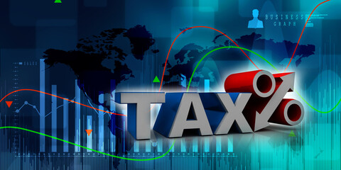 

3d illustration Tax Concept with percentage symbol