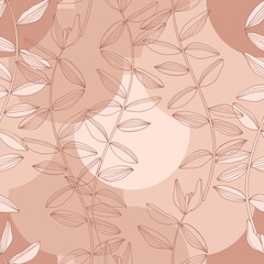 Abstract floral seamless pattern on a geometric background. Monochrome. Vector. Perfect for design templates, wallpaper, wrapping, fabric and textile.