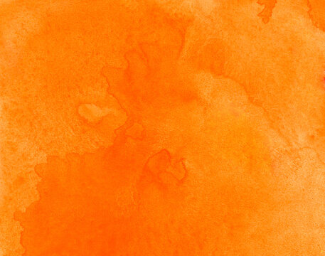 Hand Drawn Abstract Orange Watercolor Background With Texture.