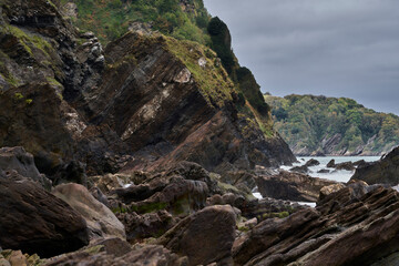 Rocky beach scene from a remote location in Devon UK